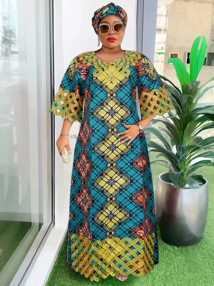 Women African Party Evening Gowns Ankara Dashiki Print Outfits Plus Size Dress - Free Delivery Worldwide only at Flexi Africa