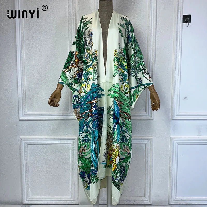 Women's 2PC Set: Long Cardigan and Wide - Leg Pant Elegant Beach Outfit - Flexi Africa - Free Delivery Worldwide only at www.flexiafrica.com