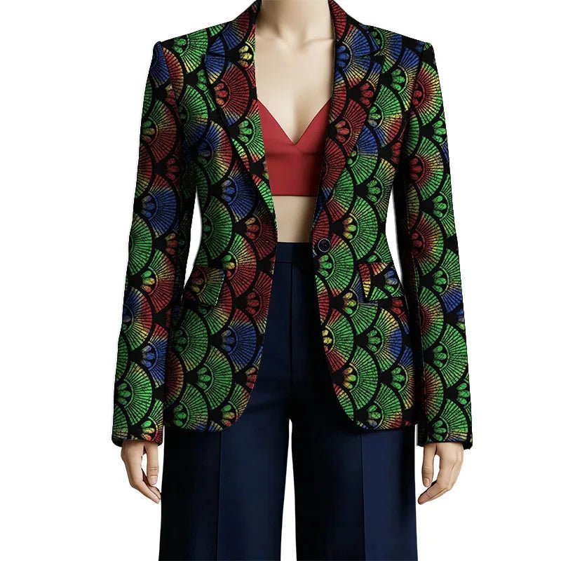 Women’s African Couture Blazer Jacket – Ankara Print Colorful Short Coat for Wedding & Party - Free Delivery Worldwide only at Flexi Africa
