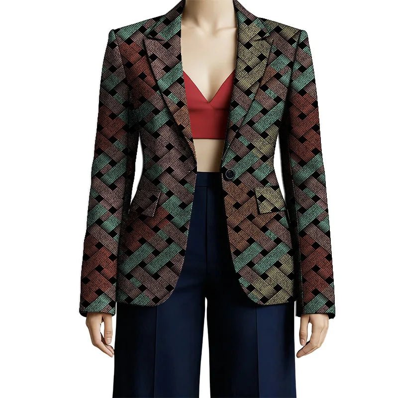 Women’s African Couture Blazer Jacket – Ankara Print Colorful Short Coat for Wedding & Party - Free Delivery Worldwide only at Flexi Africa