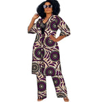 Women’s African Couture Trench Set – Collarless 3/4 Sleeve Print Windbreaker Cardigan with Pants - Free Delivery Worldwide only at Flexi Africa
