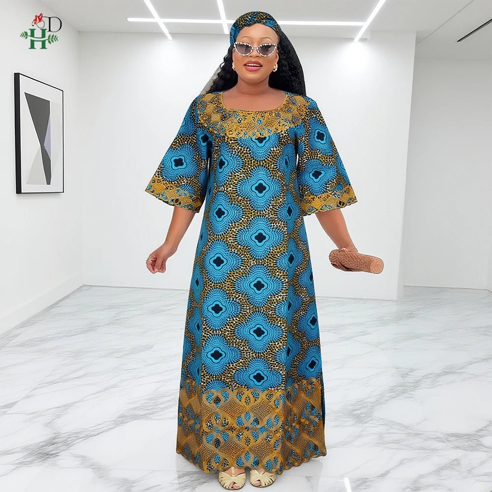 Women’s African Traditional Dress – Embroidered Boubou Kaftan Abaya - Free Delivery Worldwide only at Flexi Africa