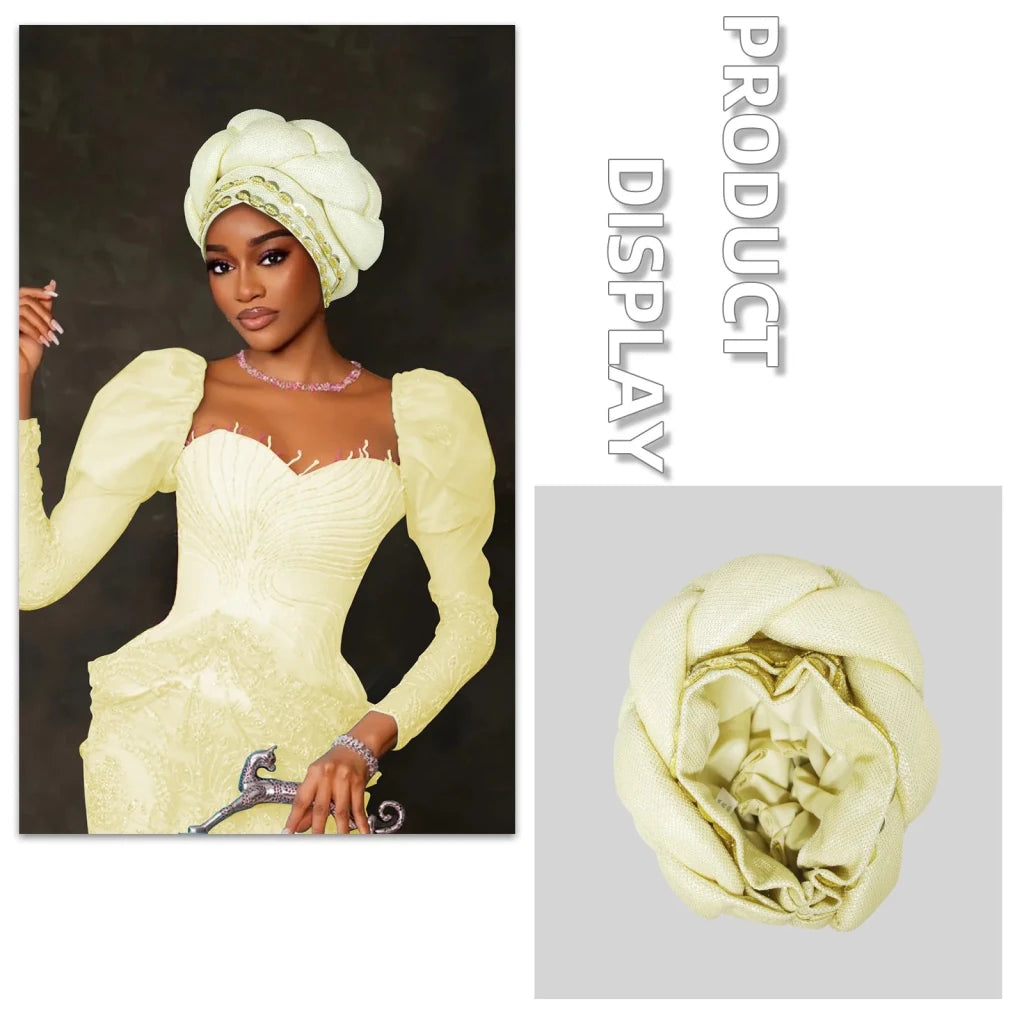 Women’s Nigerian Auto Gele – Stylish Wedding & Party Headscarf - Free Delivery Worldwide only at Flexi Africa