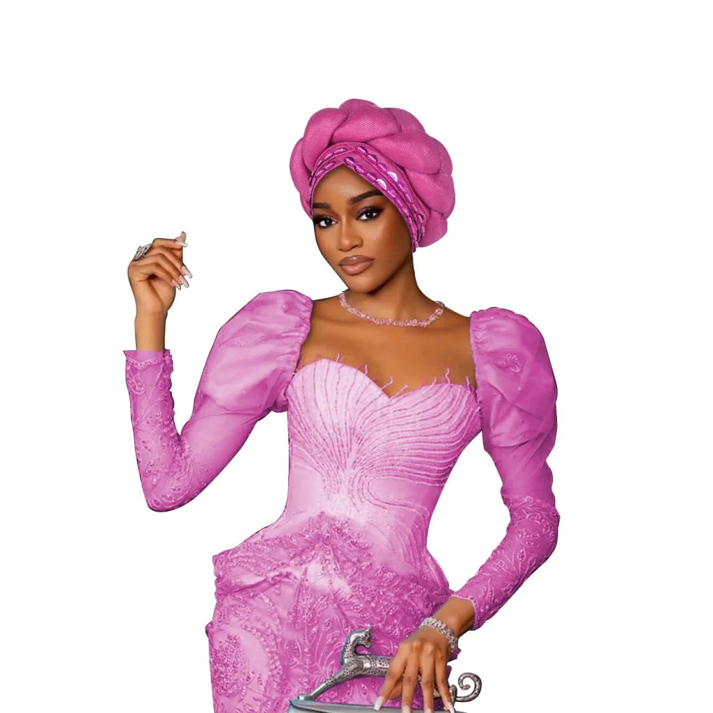 Women’s Nigerian Auto Gele – Stylish Wedding & Party Headscarf - Free Delivery Worldwide only at Flexi Africa