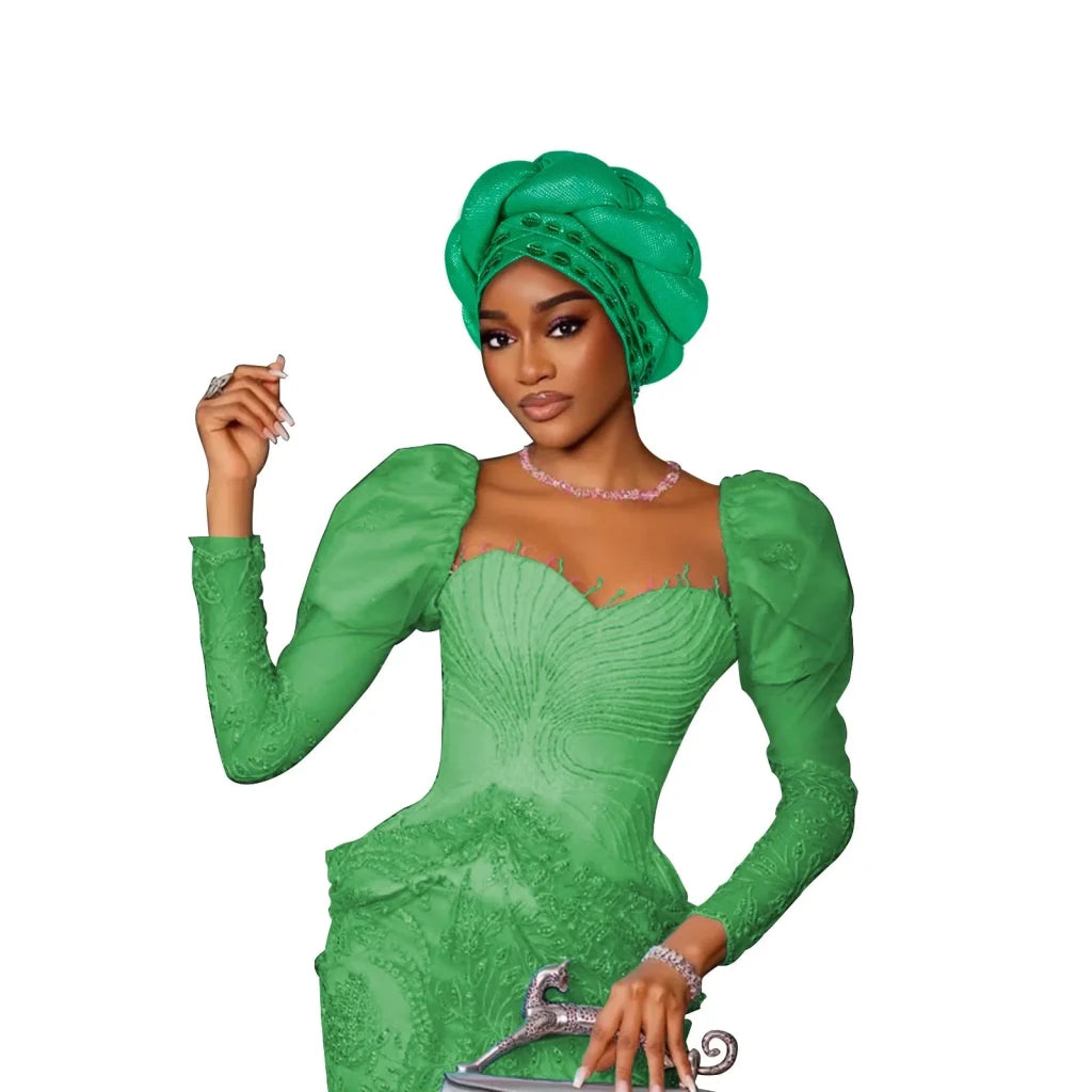 Women’s Nigerian Auto Gele – Stylish Wedding & Party Headscarf - Free Delivery Worldwide only at Flexi Africa