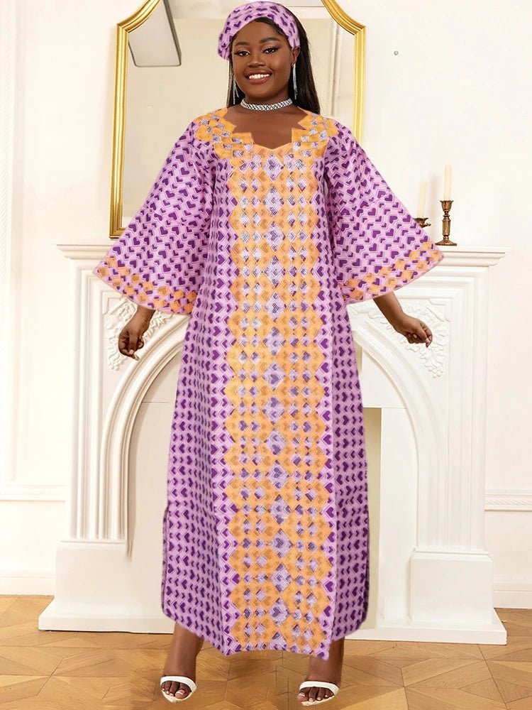 Women's Plus Size African Dashiki Wax Dress – Traditional Wedding & Evening Gown Outfit - Free Delivery Worldwide only at Flexi Africa