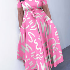 Women’s Spring/Summer African Print Dress – Loose Fit with Short Sleeves - Free Delivery Worldwide only at Flexi Africa